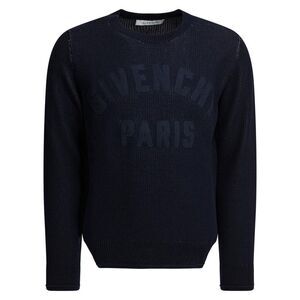 GIVENCHY Men's Wool and Cotton Knit Sweater Men BLUE Sweaters & Cardigans